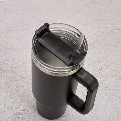 40Oz Straw Coffee Insulation Cup with Handle Portable Car Stainless Steel Water Bottle Largecapacity Travel BPA Free Thermal Mug